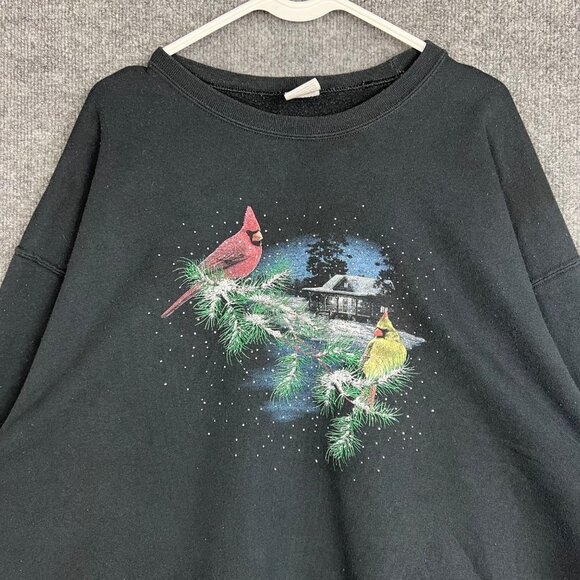 Bird Sweatshirt Red Cardinal Winter Snow Animal Cute‎ Art Sweater - Picture 2 of 10